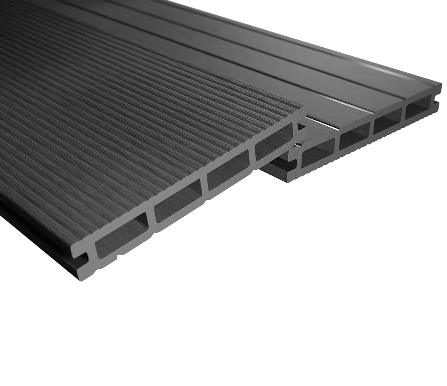 Endorphin® WPC Terrassendielen Komplettset 2-50m² Anthrazit - Mit Unterkonstruktion & Clips – WPC Dielen Wetterfest Pflegeleicht Dielenlänge 220cm (36qm)