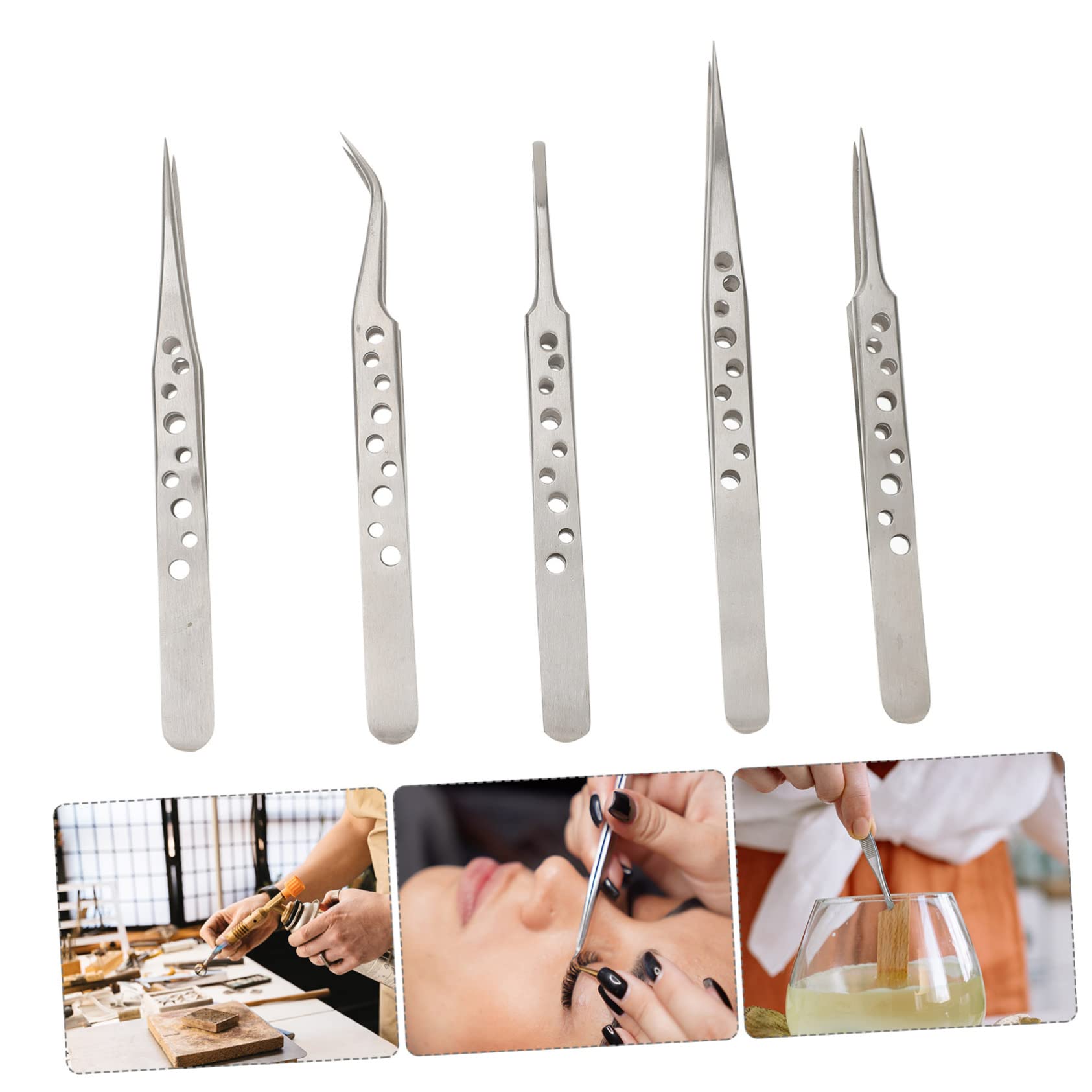 NUOBESTY 3 Set Pinzette Di Precisione Per Pinzette Pinzette Saldatura Mestiere Saldare Attrezzo Utensili Attrezzi Pinzette Elettroniche Argento Acciaio Inossidabile 5 Pezzi * 3