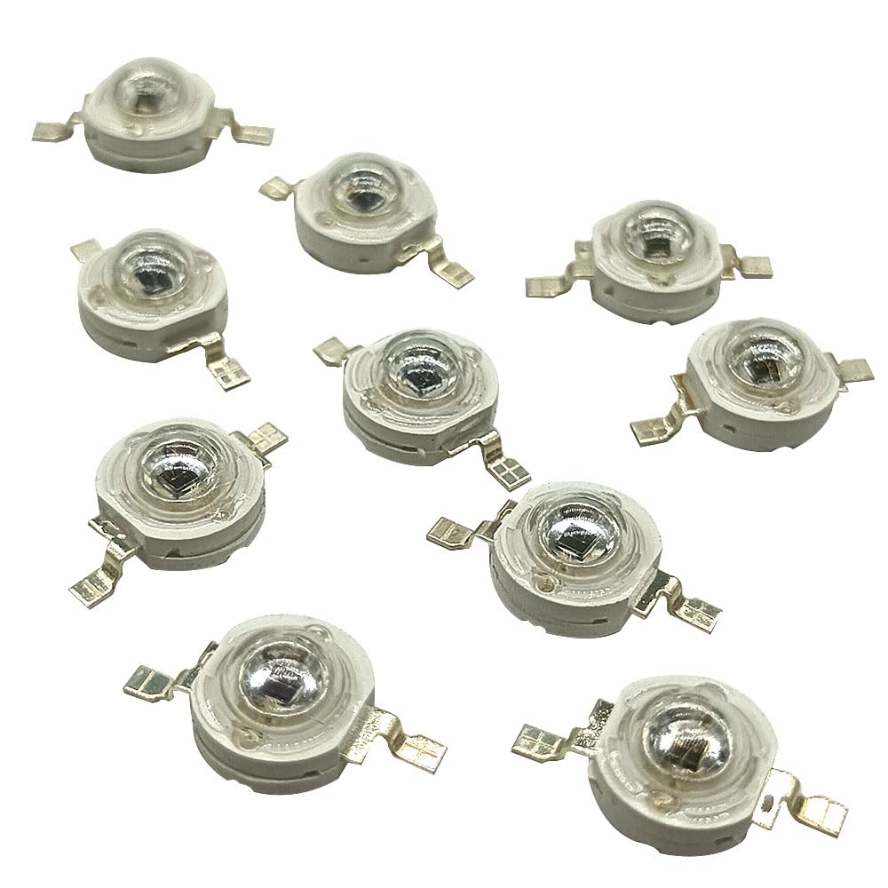 10Pcs 3W IR 680nm740nm 760nm 800nm 850nm 880nm 900nm 940nm 980nm 1000nm Infrared LED Bulbs Chip COB for CCTV Camera Night Vision (IR 880-890nm)