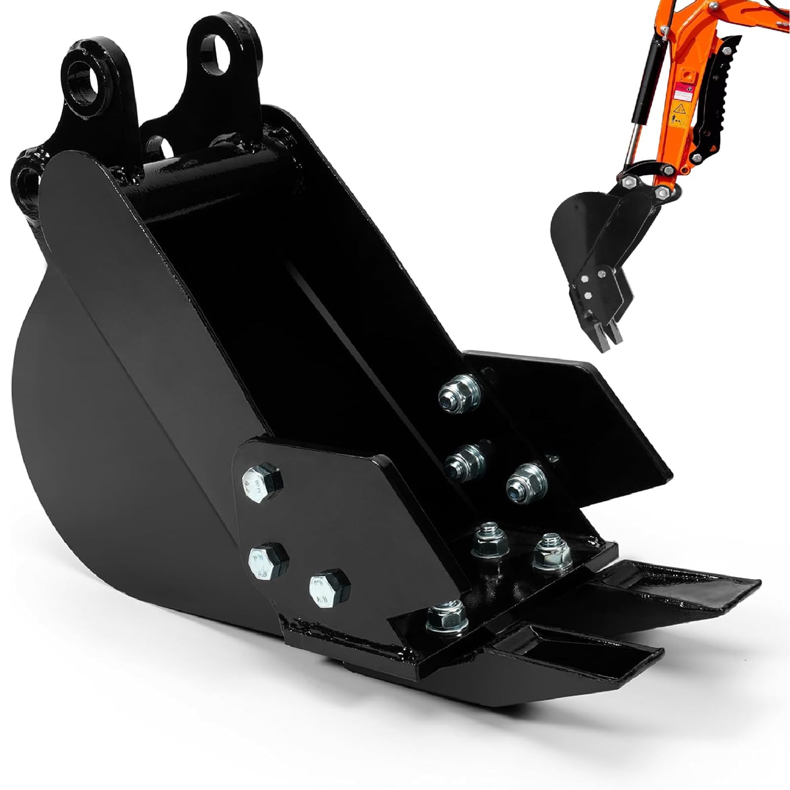 Minibaggerlöffel, 200 Mm/7,87 Zoll Schmaler Grabenlöffel, Minibaggeranbau-Grablöffel, Spannweite: 90 Mm, Lochdurchmesser: 25 Mm, Mittlerer Radstand: 90 Mm【Ohne Stift】
