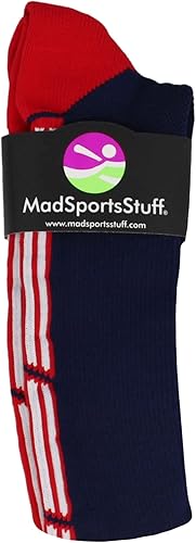 Miniatura 2 de MadSportsStuff Patriot USA Flag - Calcetines de estrellas y rayas para béisbol, sóftbol, fútbol, niños, niñas, hombres y mujeres, sobre la