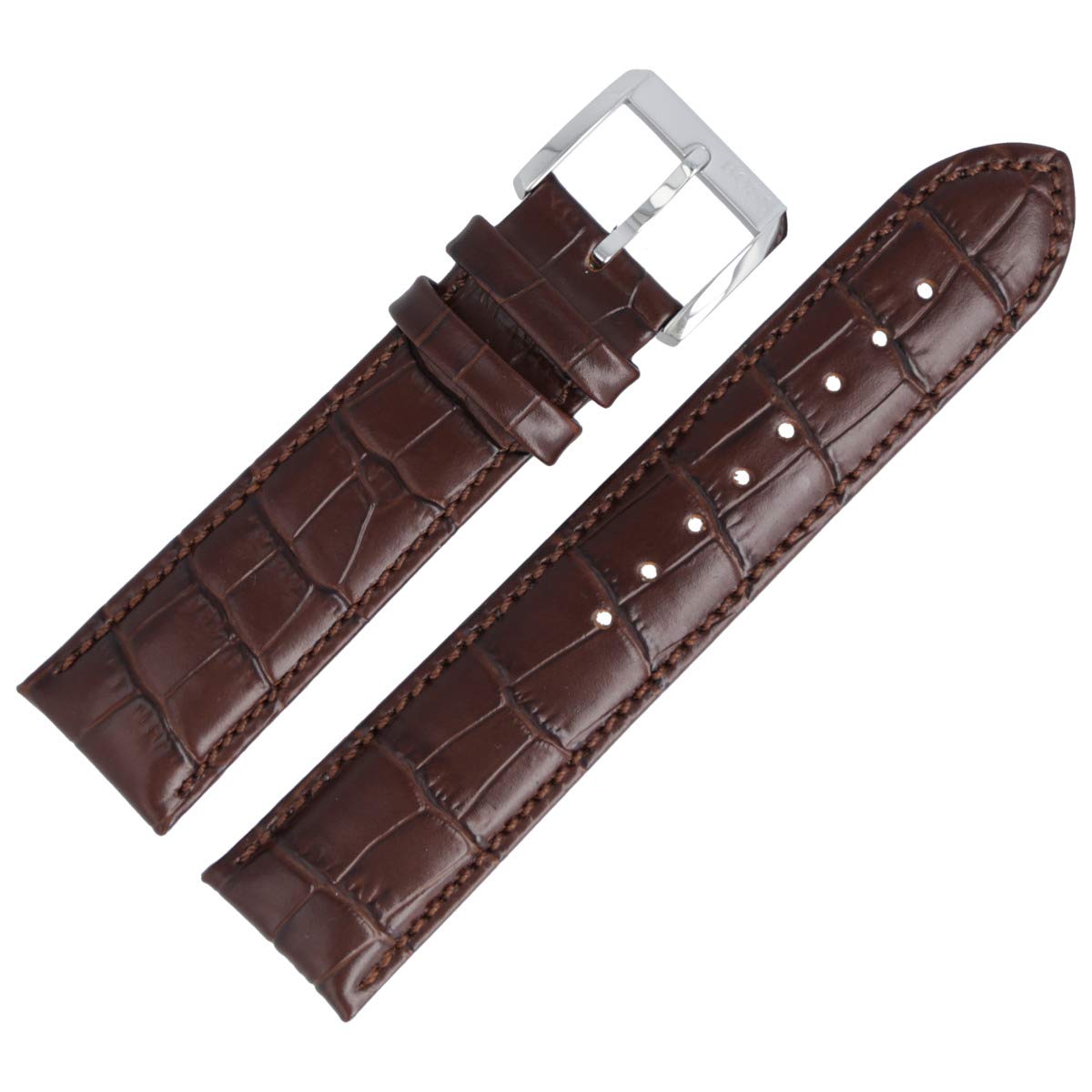 Hugo Boss - Bracelet de montre 659302267 - 22 mm - En cuir - Marron - Crocodile