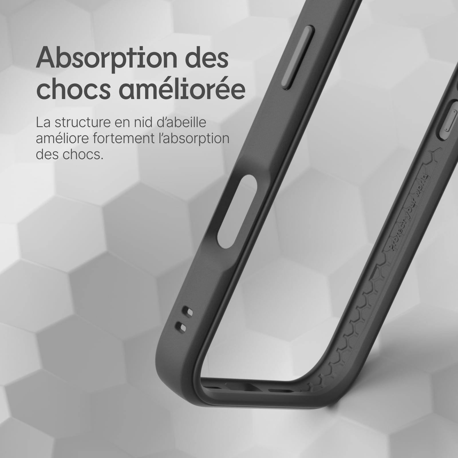 RhinoShield Coque Bumper Compatible avec [iPhone 16 Pro Max] | CrashGuard - Protection Fine Personnalisable - Absorption des Chocs [sans BPA] - Gris Platine