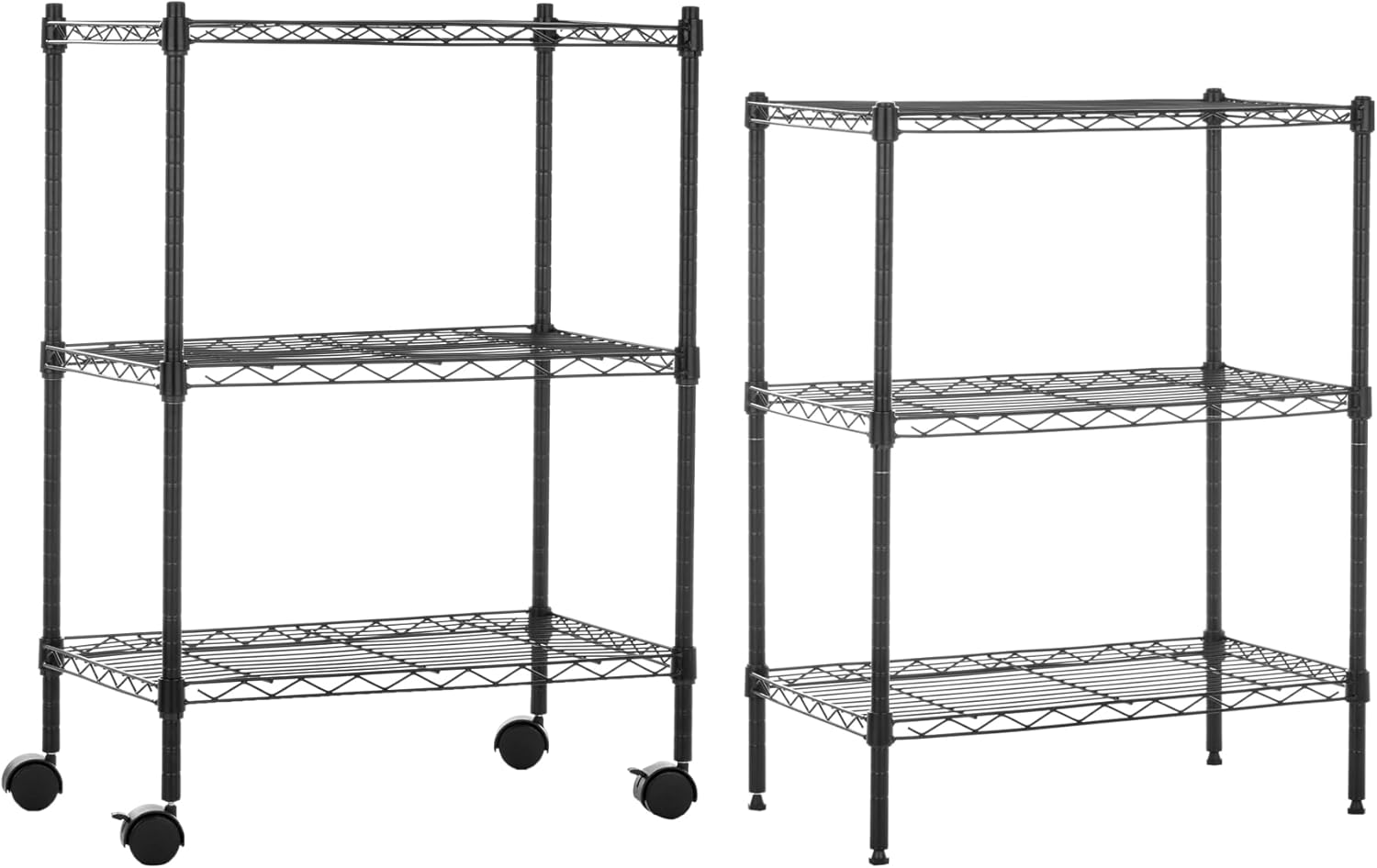 Amazon Basics 3Shelf Shelving Unit, up to 115 kg per shelf, Black & 3Shelf Shelving Unit on