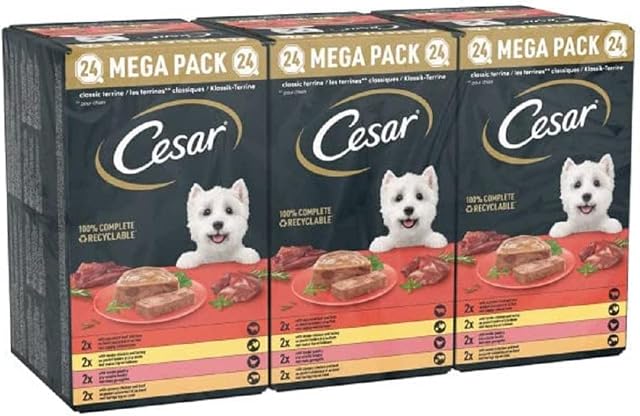 Cesar Adult Wet Dog Food Trays Mixed in Loaf, 24 x 150 g (pack of 3)