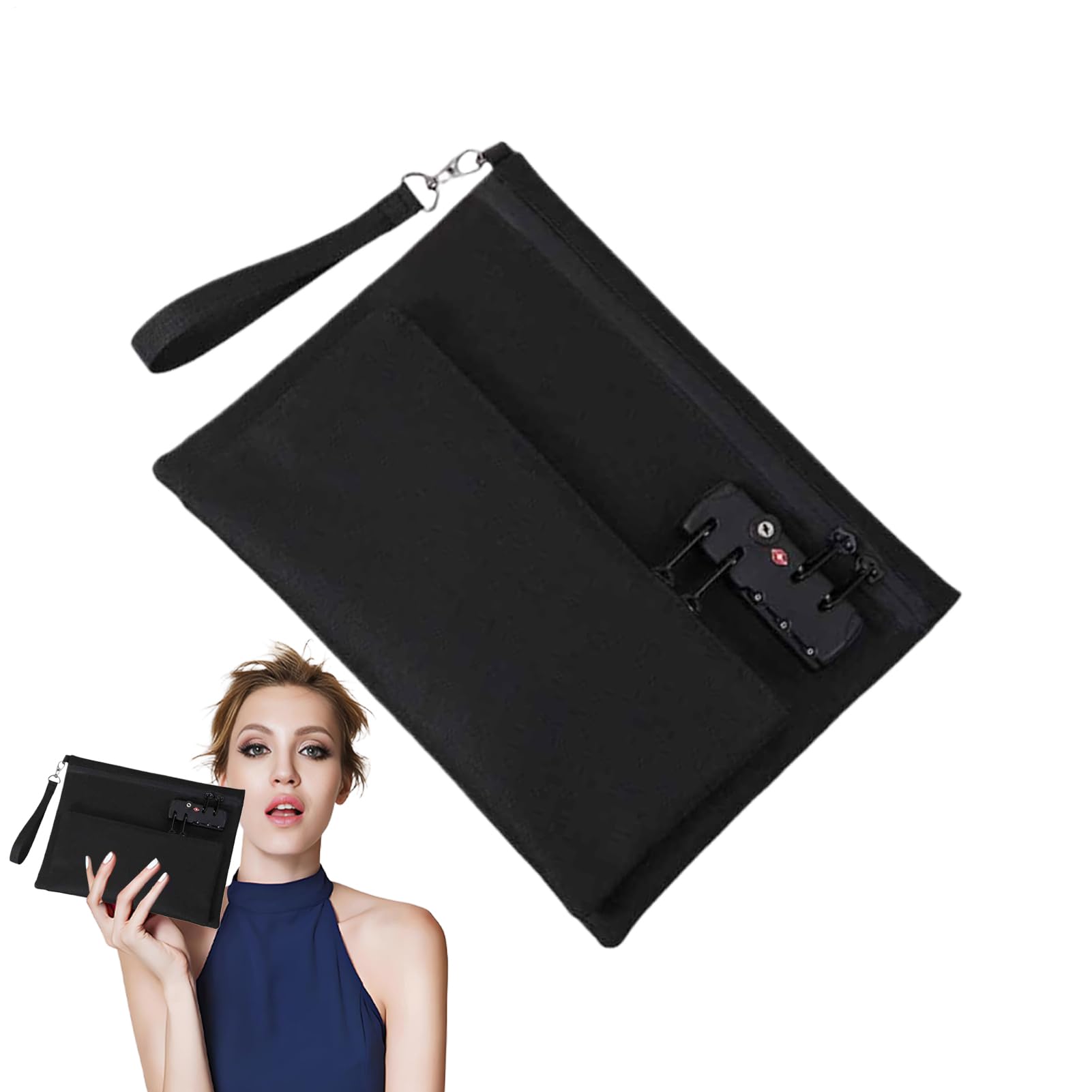 Bolsa de dinero con cremallera y doble capa para viaje