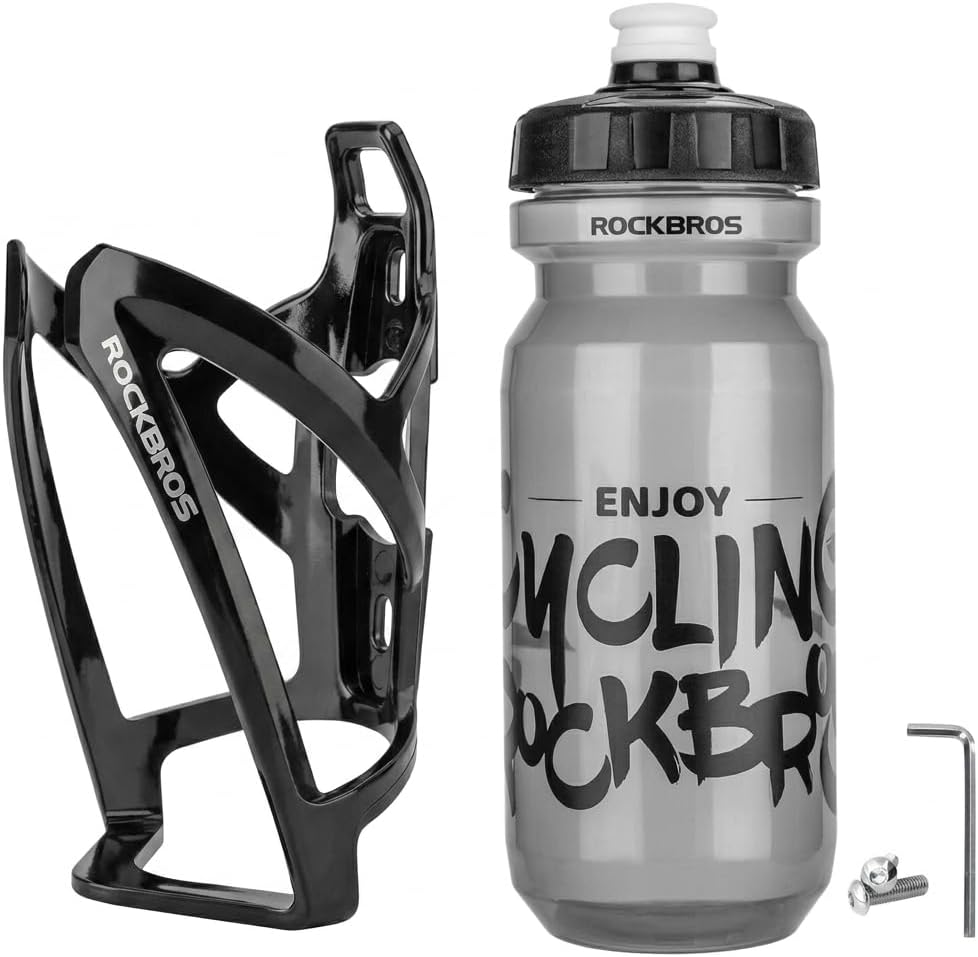 ROCKBROS Bike Water Bottle Holder & 20oz-25oz Squeeze Bike Water Bottle,Ultra-Light Bicycle Bottle Cages with Screws Tool,Cycling Water Bottle BPA Free for MTB & Road Bikes
