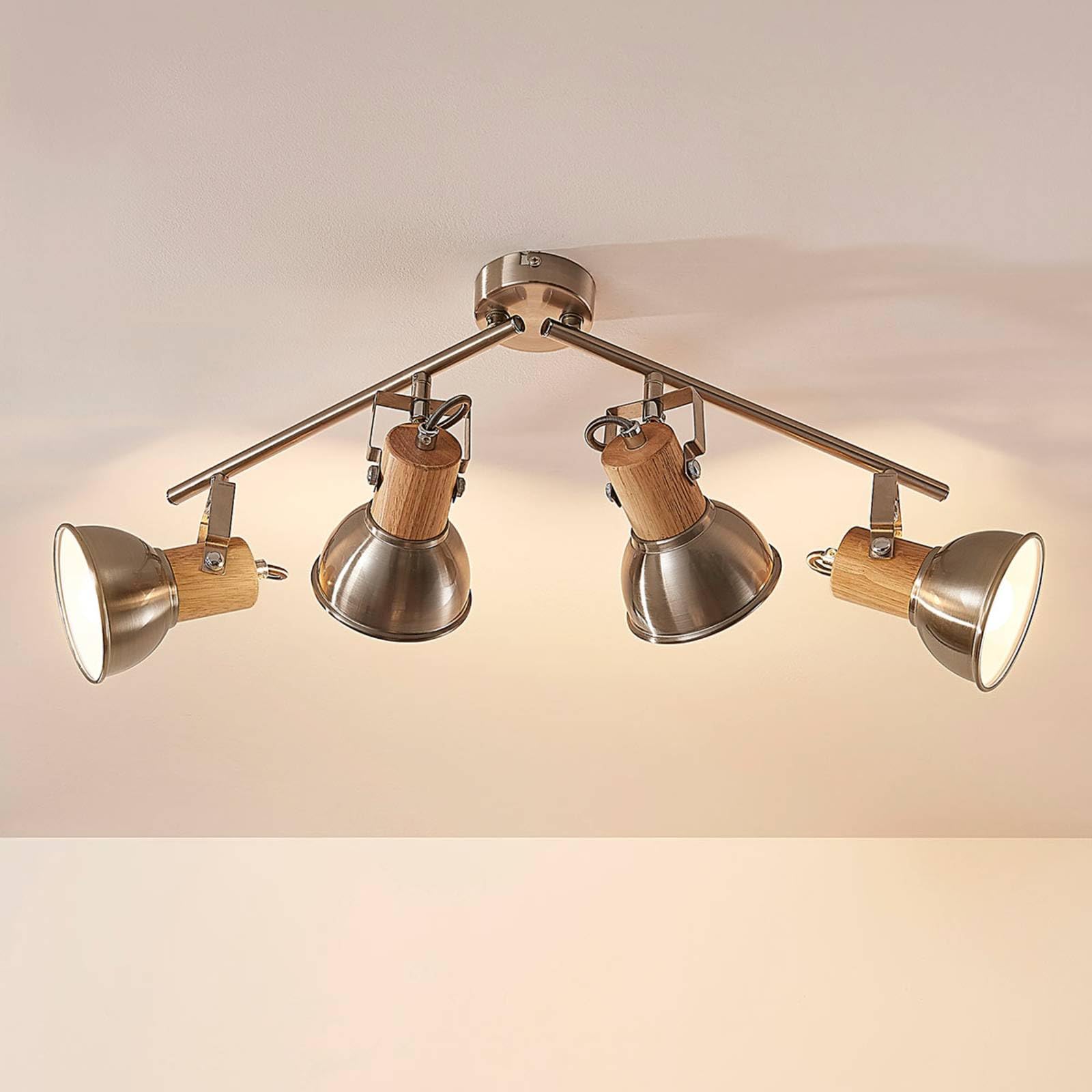 Lindby Strahler Dennis (Modern) in Alu aus Metall (4 flammig, E14) - Deckenlampe Deckenleuchte Lampe Spot Küchenleuchte