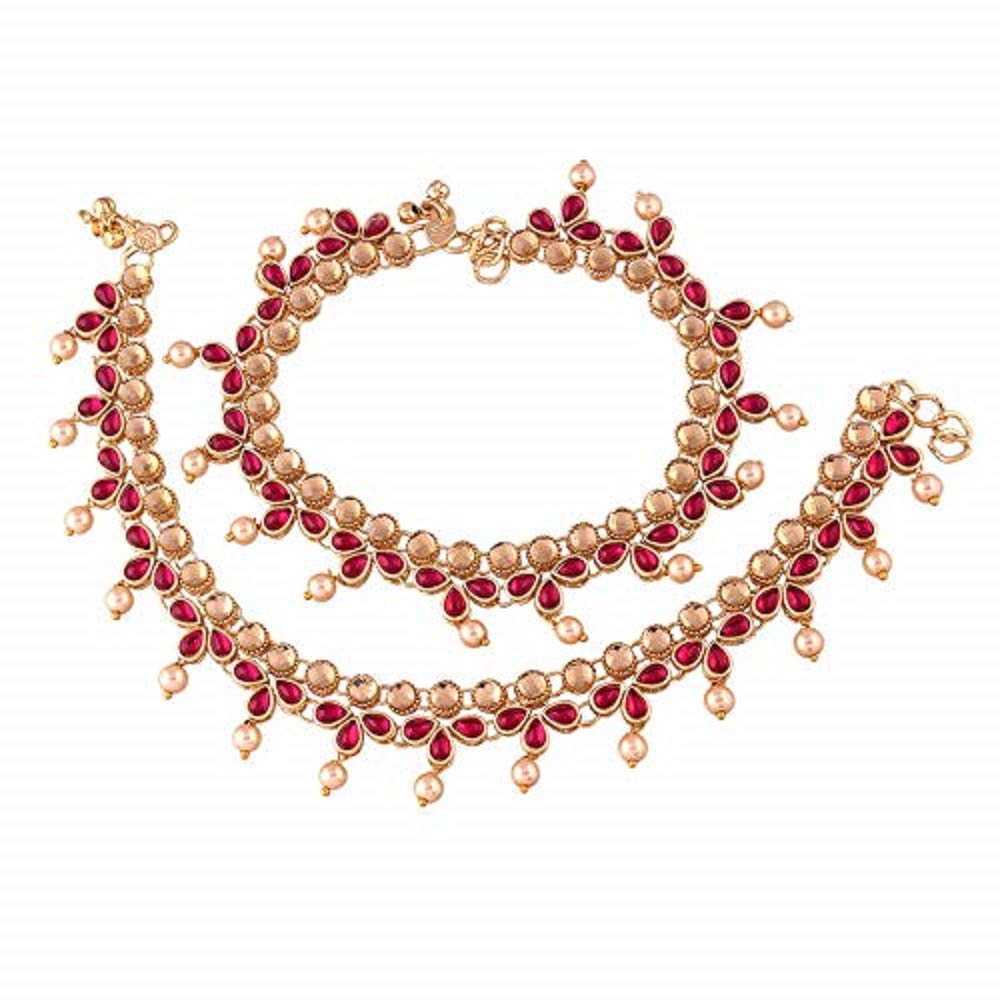 I Jewels Traditional Gold Plated Kundan Pearl Payal Anklet For Girls & Women (A036Q) (B084P2SRV3) Amazon Price History, Amazon Price Tracker
