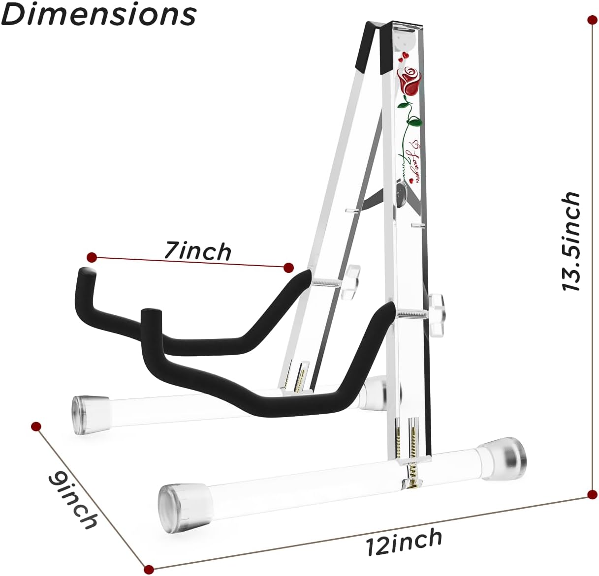 DIDA Guitar Stand, Acrylic Transparent Guitar Stand for Acoustic Guitar, Electric Guitar, Cello, Guitar Holder, Single Guitar Stand, Guitar Accessories (Flower, Acoustic Guitar)