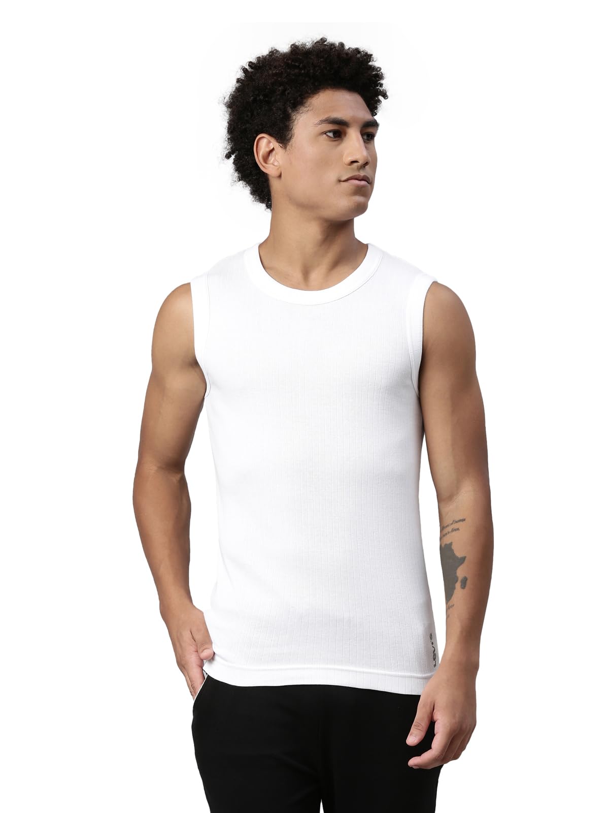levi's 014 Men's Rib Pure Cotton Solid Gym Vest - Crew-Neck, Sleeveless Side Branding, Snug fit with Easy Tucked (Pack of 1)-picture-52