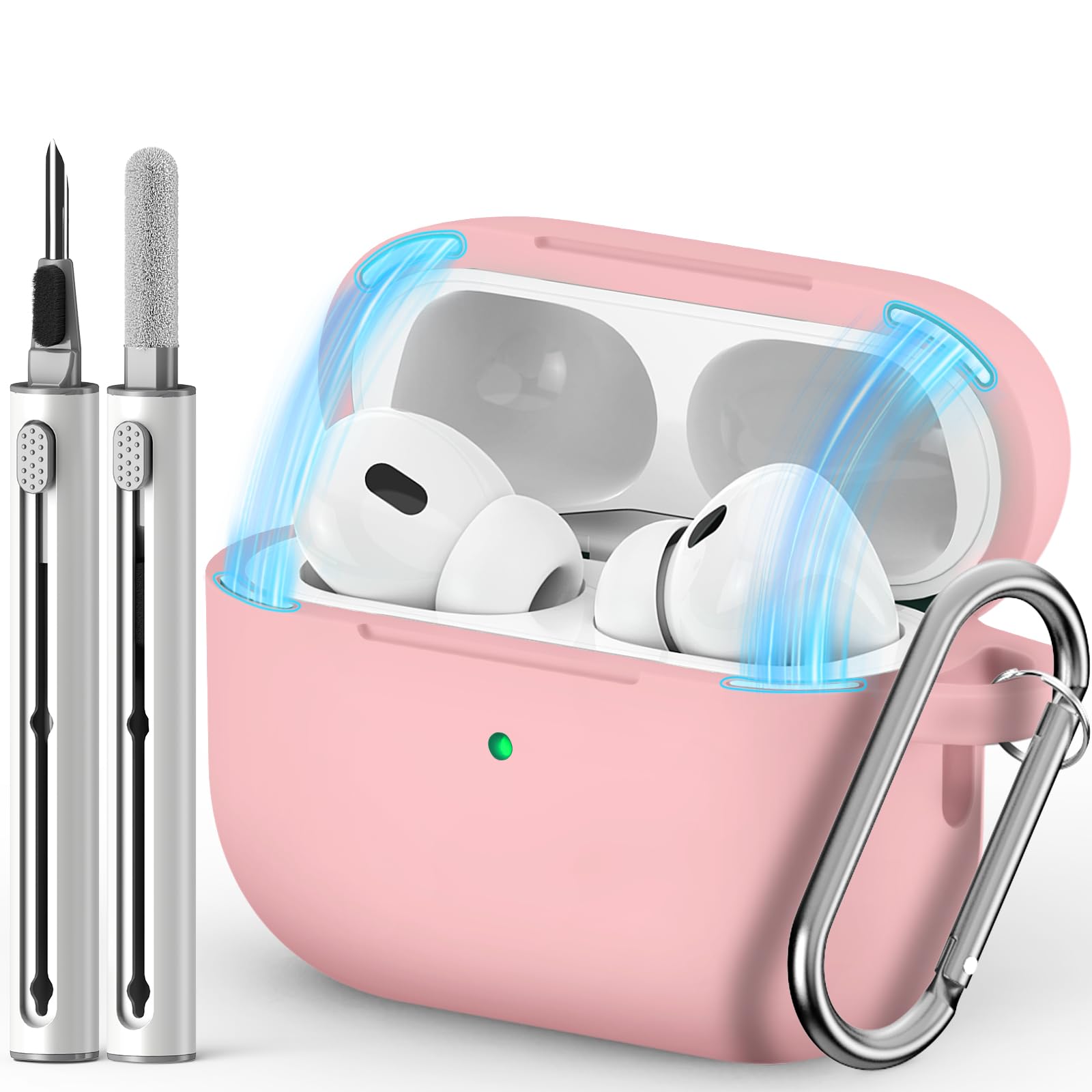 Inesore Compatible with AirPods Pro 3 Case with Cleaning Kit, Silicone Protective Case Cover for Apple Air Pods Pro 3rd (2025), Unisex Design - Black — view 52