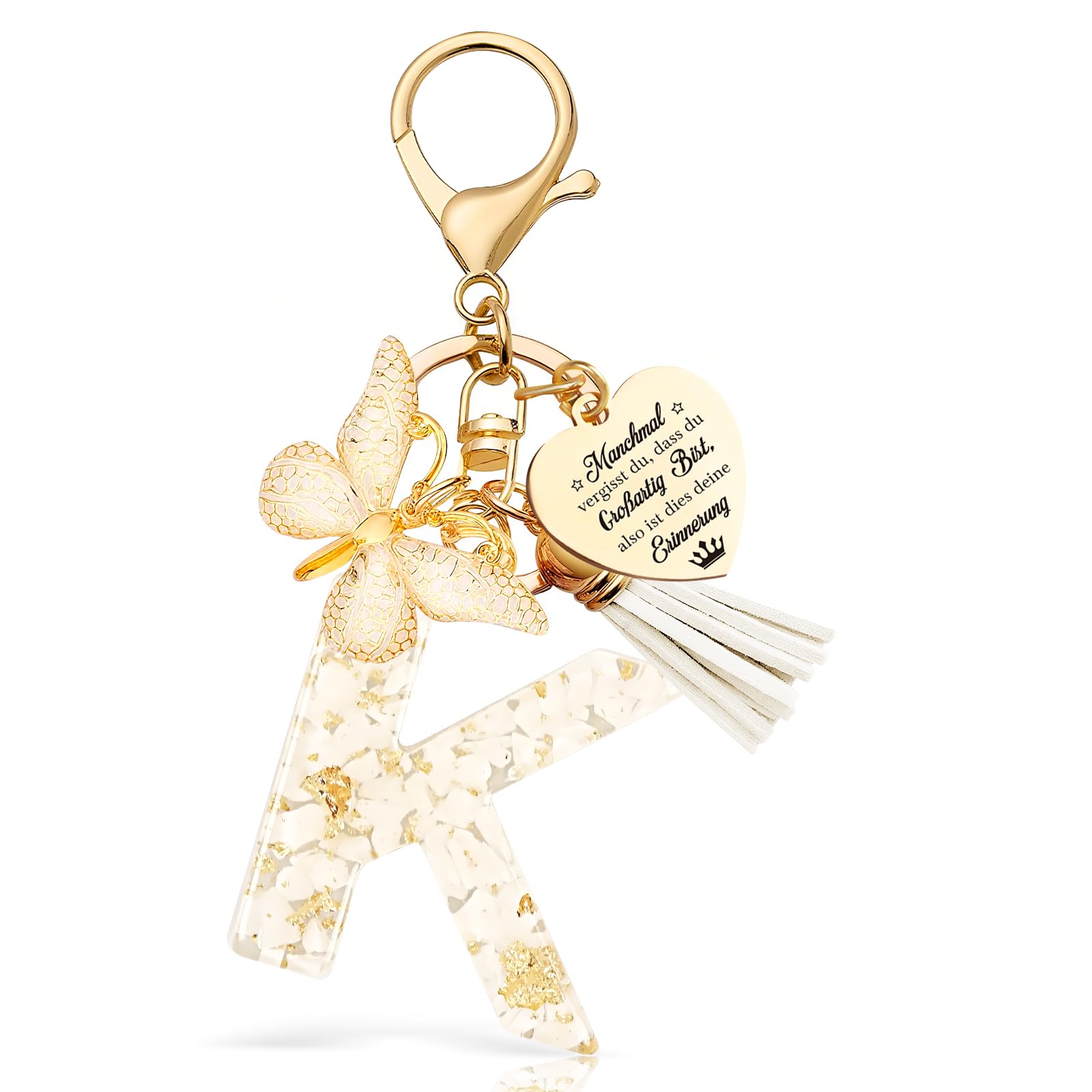Anruzon Schlüsselanhänger Mädchen Buchstabe - Schlüsselanhänger mit Anfangsbuchstaben Schlüssel Anhänger - Einschulung Geschenk - Keychain Geschenk für Kinder, Mädchen, Frauen