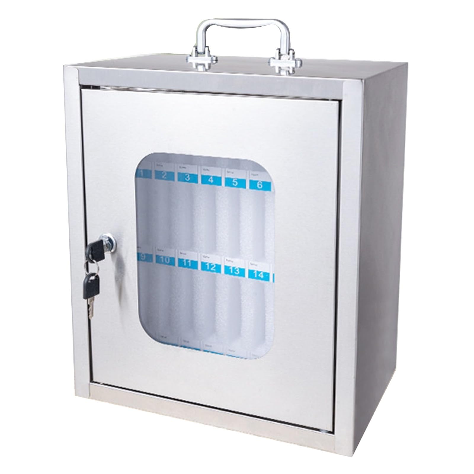 Stainless Steel Mobile Phone Storage Box With Lock, Cell Phone Locker For School Student Office Factory Company, Portable Management Case (12-60 Slots)(24 bits)
