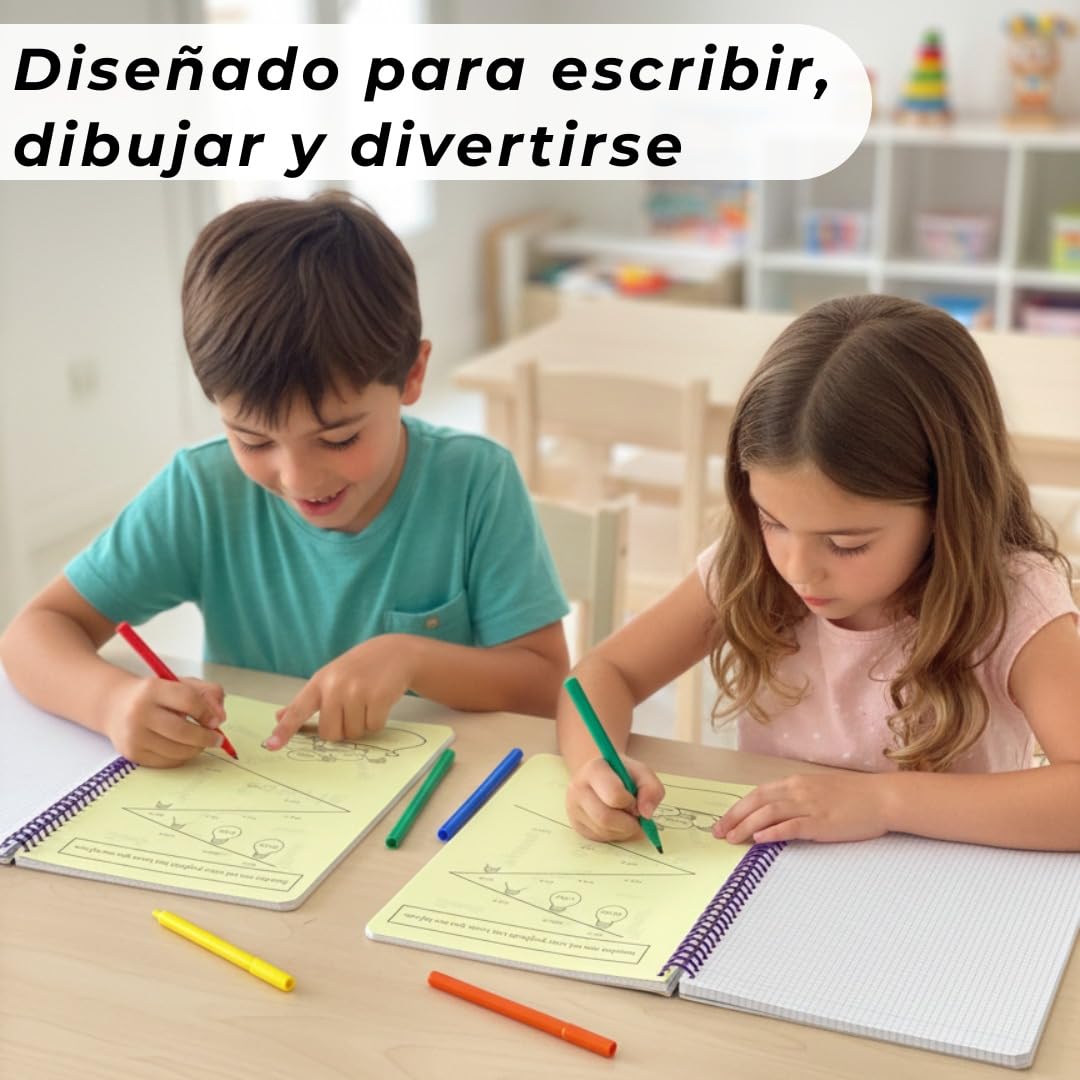 Optimer System - Pack de 5 Libretas A4 de Tapa Rígida – Cuaderno de Cuadrícula 90g con Espiral de Color – Bloc de Notas Profesional para Oficina y Estudios – Notebook Resistente y Elegante (5)