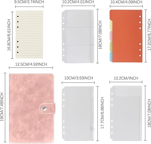 Vista 50 de FYY - Cuaderno de 6 anillos de piel sintética con bolsillos, divisores y papel de recarga, agenda de tamaño A5, color azul marmolado