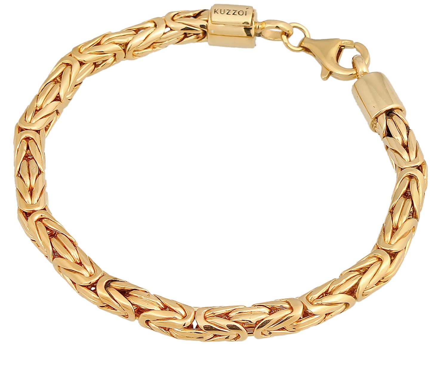 Kuzzoi Buddha Silber-Armband Herren 925 Silber Königsketten Armband (5 mm) | aus 925 Silber vergoldet goldenes Königsarmband für Männer 26.3g