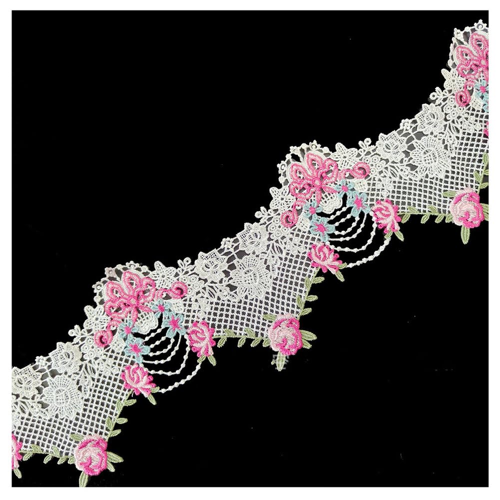 Spitzenbordüre Blumen 10 Yards Spitzenband bestickte bordüre Spitzenborte Stickerei Häkelspitze blumenborte Spitzenbesatz zierspitze basteln für Brautkopfbedeckungen Kartendekorationen