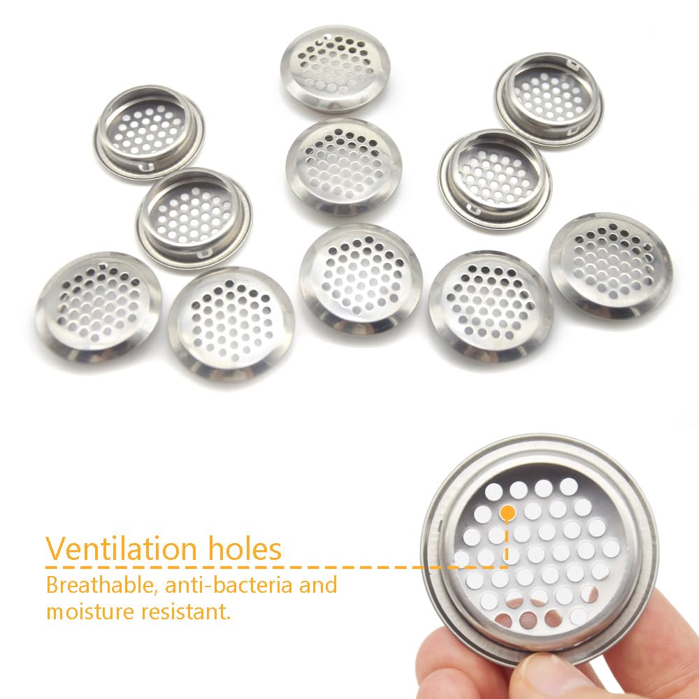 Hocansen 30Pcs Air Vent Cover 35mm Round Shaped Mesh Hole Stainless Steel Ventilation Louver Cover for Cabinet Wardrobe - Image 3