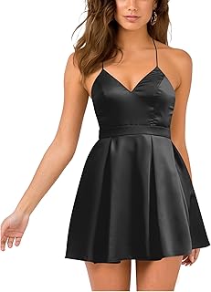 Womens Summer Dresses 2025 Flowy Boho V-Neck Beach Sundresses Spaghetti Strap Tiered Mini Swing Skater Dress