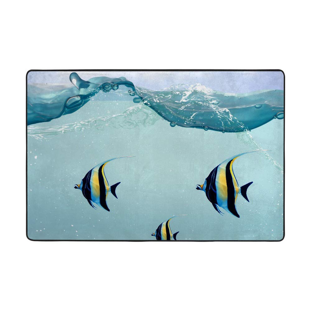 Tapis poissons sous l'eau cristalline grand format 160x122 moderne