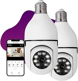 Kit 2 Câmeras de Segurança IP Lâmpada WiFi Full HD 1080p com Visão Noturna Infravermelho 1080P, Yoosee, Bivolt, Detecção de Movimento, Áudio Bidirecional, Prova D'água Giratória Linha Premium