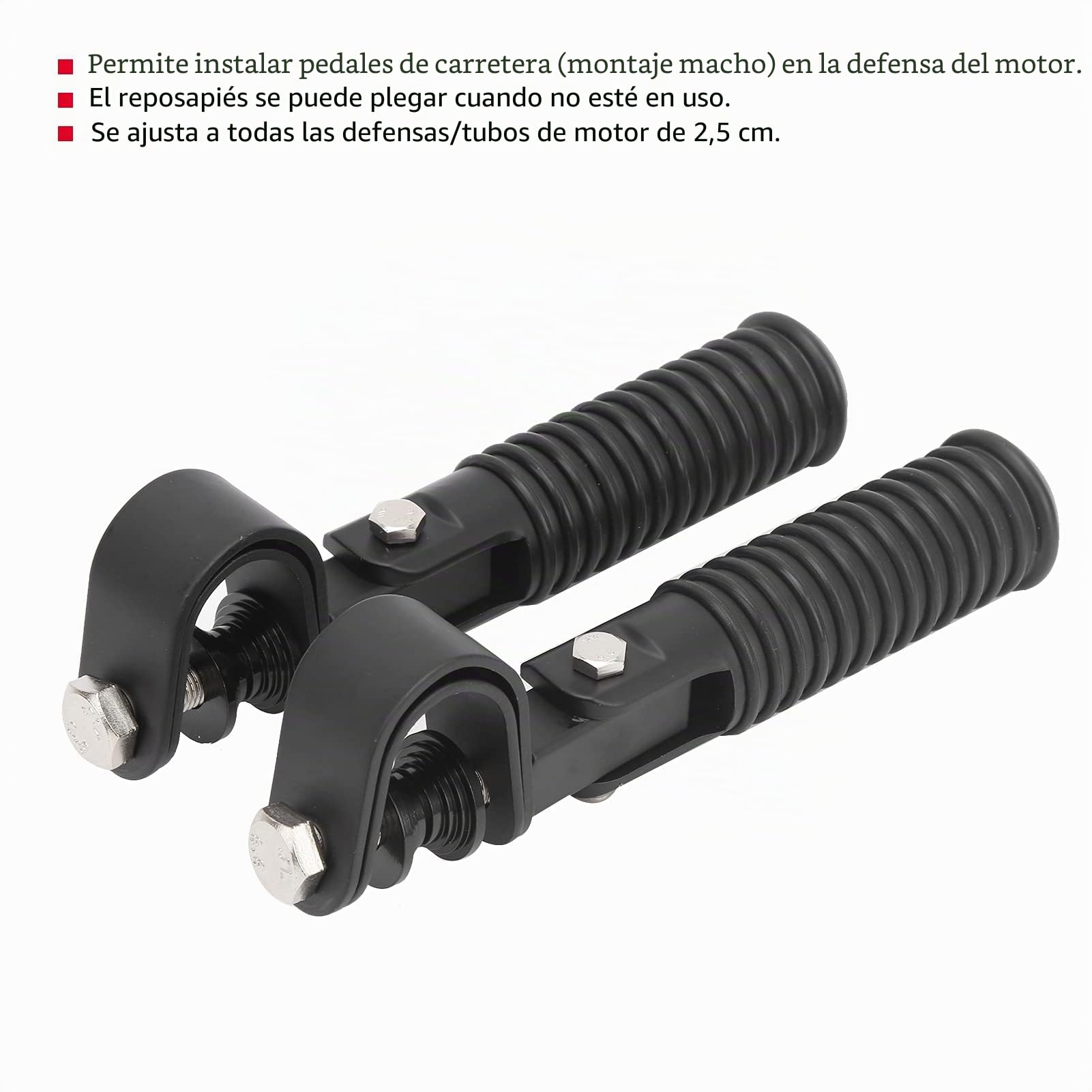 Abrazadera para Reposapiés de Motocicleta, Soporte para Reposapiés para Protector de Barra de Choque de Motor de 1 (Negro)