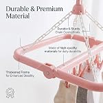 Clothes Drying Hanger with 32 Clips and Drip Foldable Hanging Rack (Light Pink)
