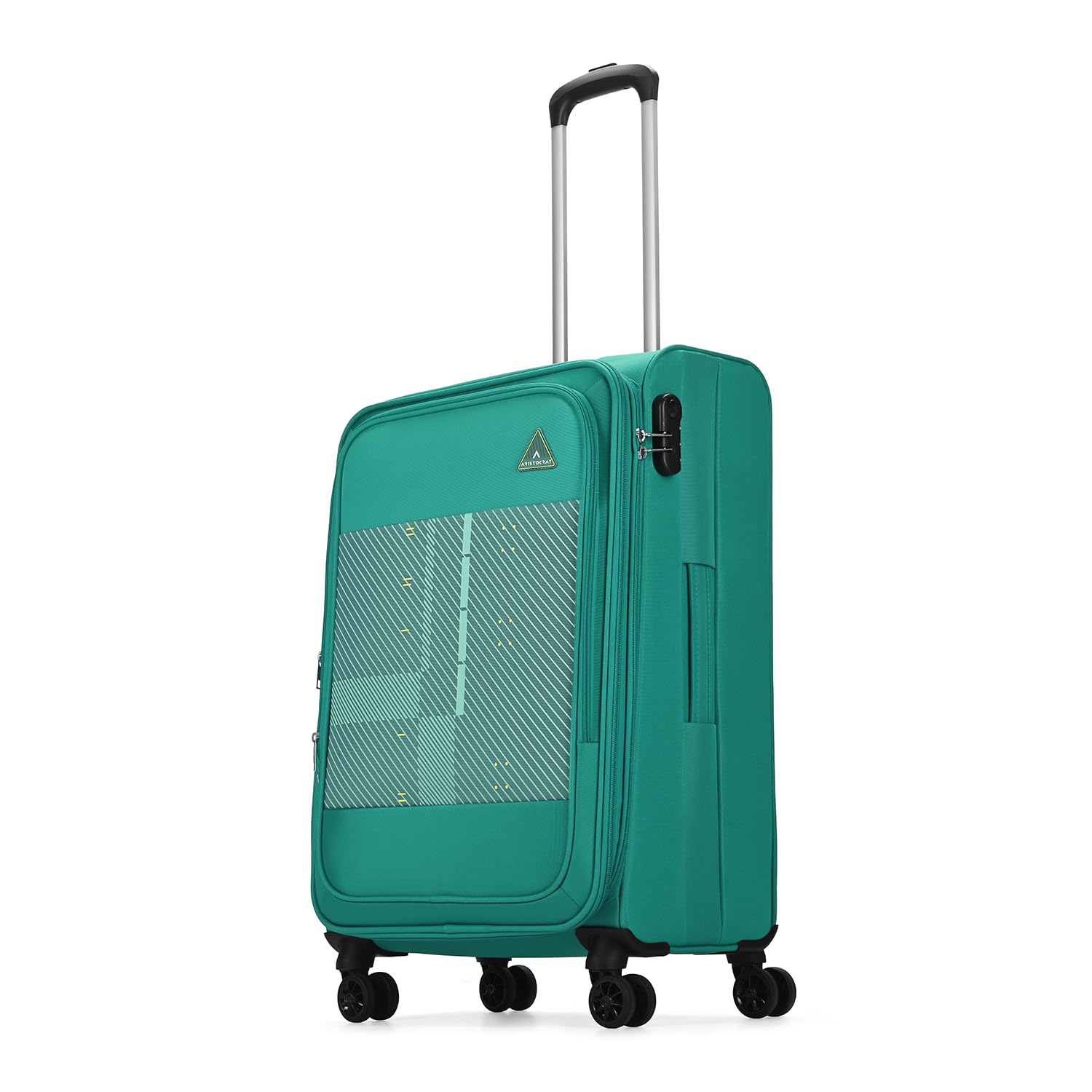 Aristocrat Duralite Medium Polyester Soft Spinner Trolley Bag, 68Cm|Combination Lock|8 Wheels|3 Years International Warranty|Teal Blue