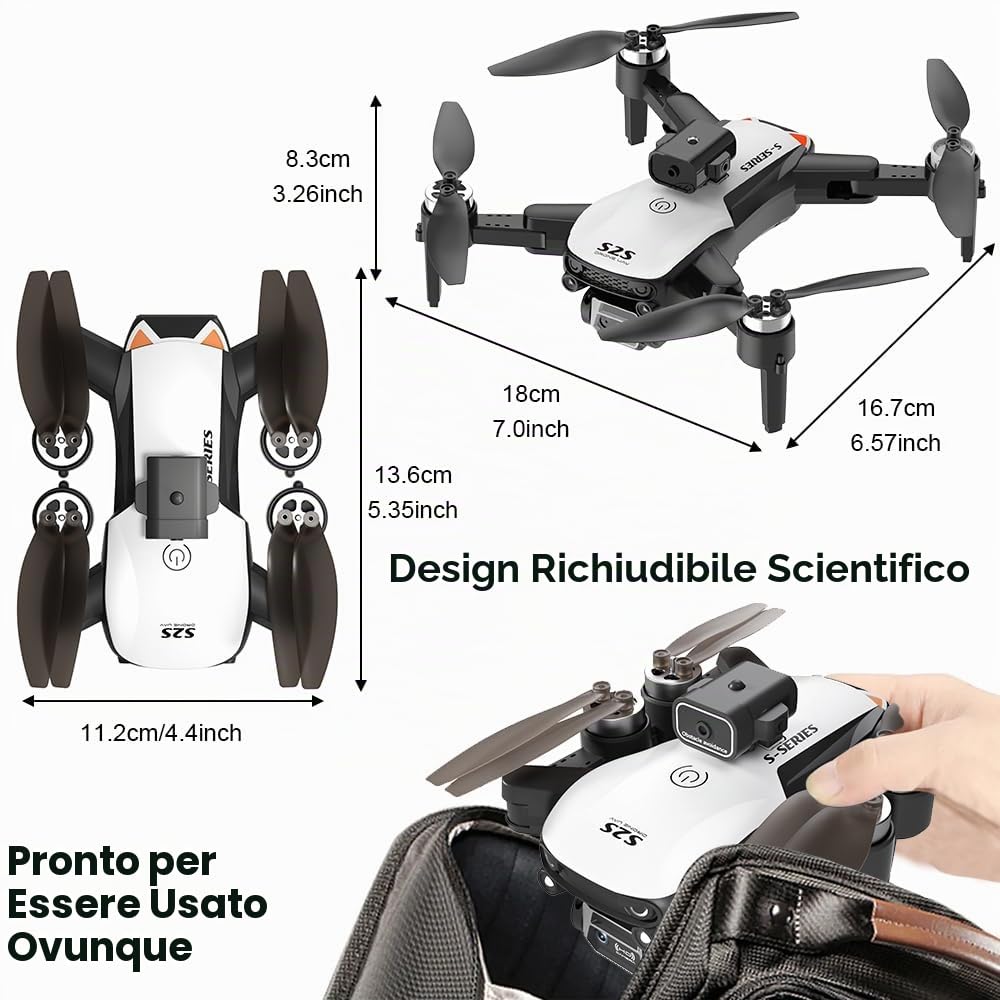 OBEST Drone con Telecamera 4K,Drone con Motore Brushless,Quadcopter Pieghevole FPV,Evitamento Attivo Degli Ostacoli a 360°,Giocattoli e Regali per Bambini e Adulti