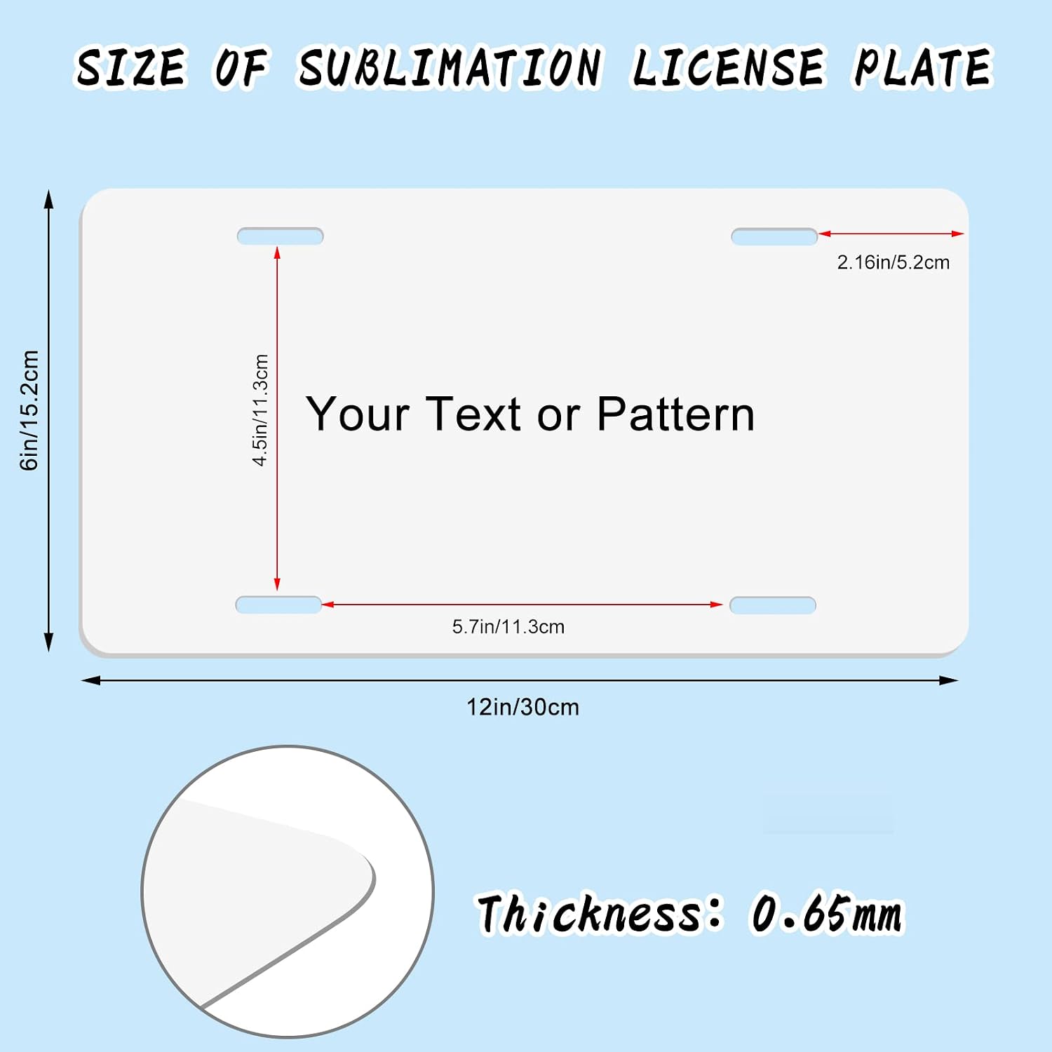 4 Pack Sublimation License Plate Blanks, 0.65mm Sublimation Blank License Plate - Heat Thermal Transfer DIY Metal License Plates Blank for Personalized Design (White)
