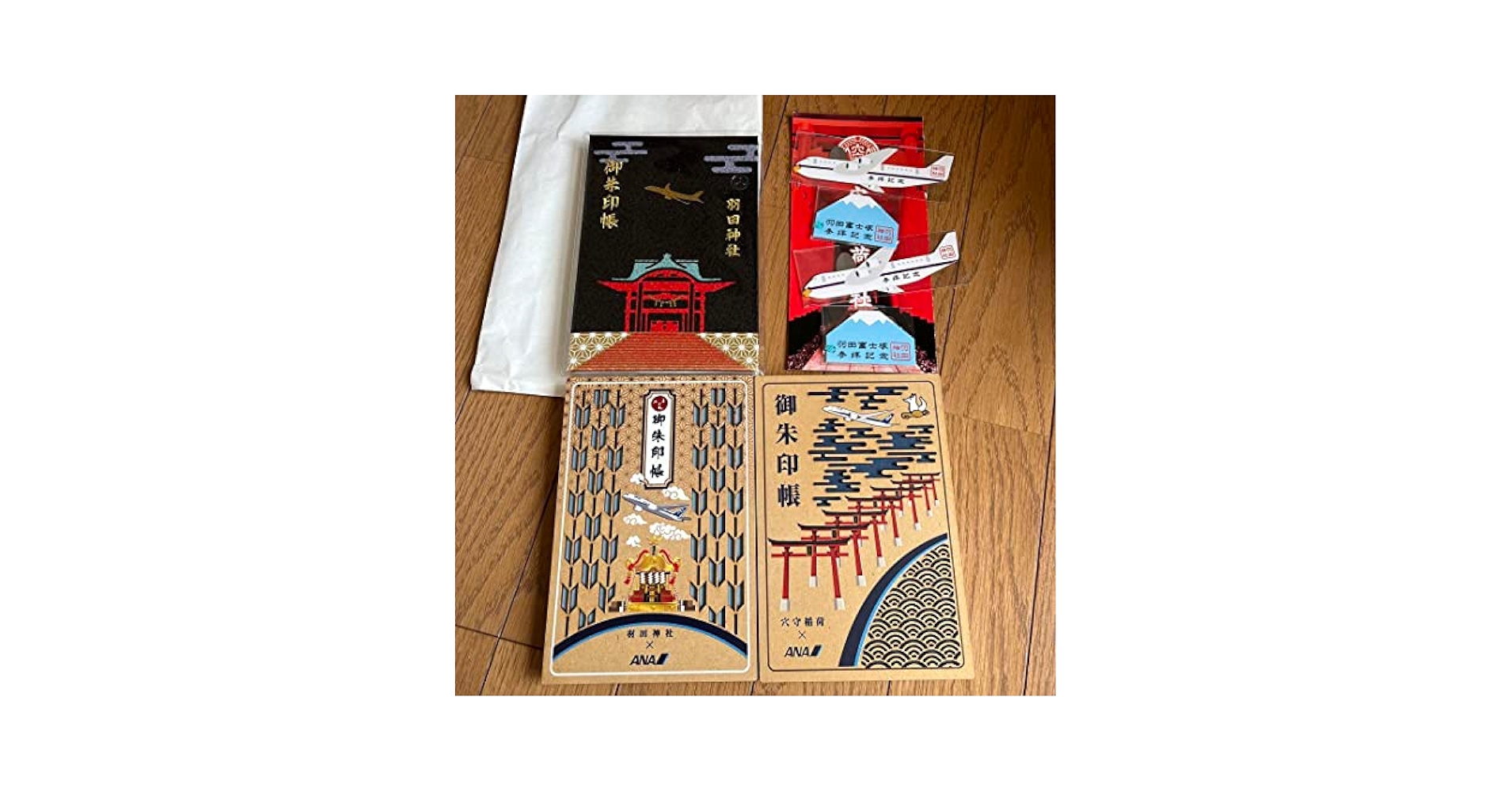 【新品】ANA × 穴守稲荷 コラボ　御朱印帳 ANAと穴守稲荷神社、コラボで御朱印帳 ハミングバード出発の787