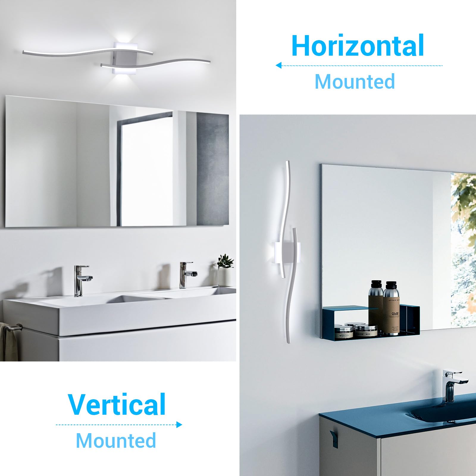 DELIPOP Applique LED da Parete Interno, 27W Lunga Lampada da Parete Moderna, Bianco Freddo 6500K Lampada a Muro Interni per Soggiorno Camera da Letto Bagno Scale Corridoio Cucina
