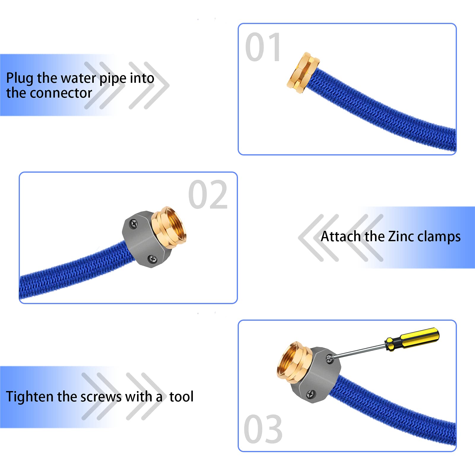 Kit de reparación de manguera de jardín, extremo de manguera macho y hembra de zinc y aluminio, adecuado para mangueras de jardín de 3/4 pulgadas y 5/8 pulgadas (2 juegos) (2 hembras + 2