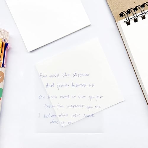 Miniatura 2 de Paquete de 6 notas adhesivas transparentes, transparentes, 3 x 3 pulgadas, translúcidas, impermeables, transparentes, 300 hojas