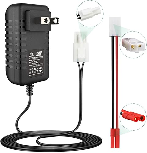 Melasta Cargador de batería de coche RC de 7.2 V 9.6 V 8.4 V compatible con batería Redcat Racing Hexfly NiMH y batería estándar Tamiya, cargador