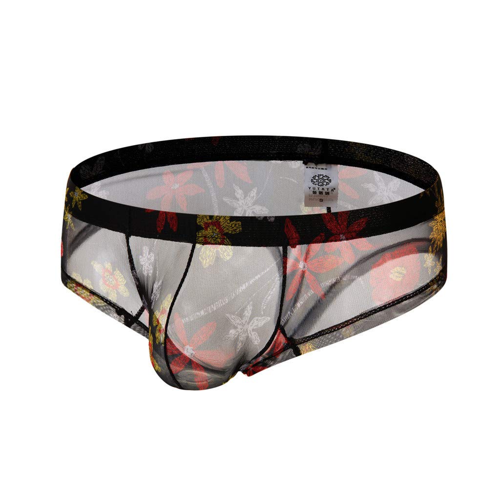 QUNPIU Mens Sexy Underwear Breathable Mesh Boxer Briefs Trunks See Through Fishnet Underpants Lingerie Booty Shorts