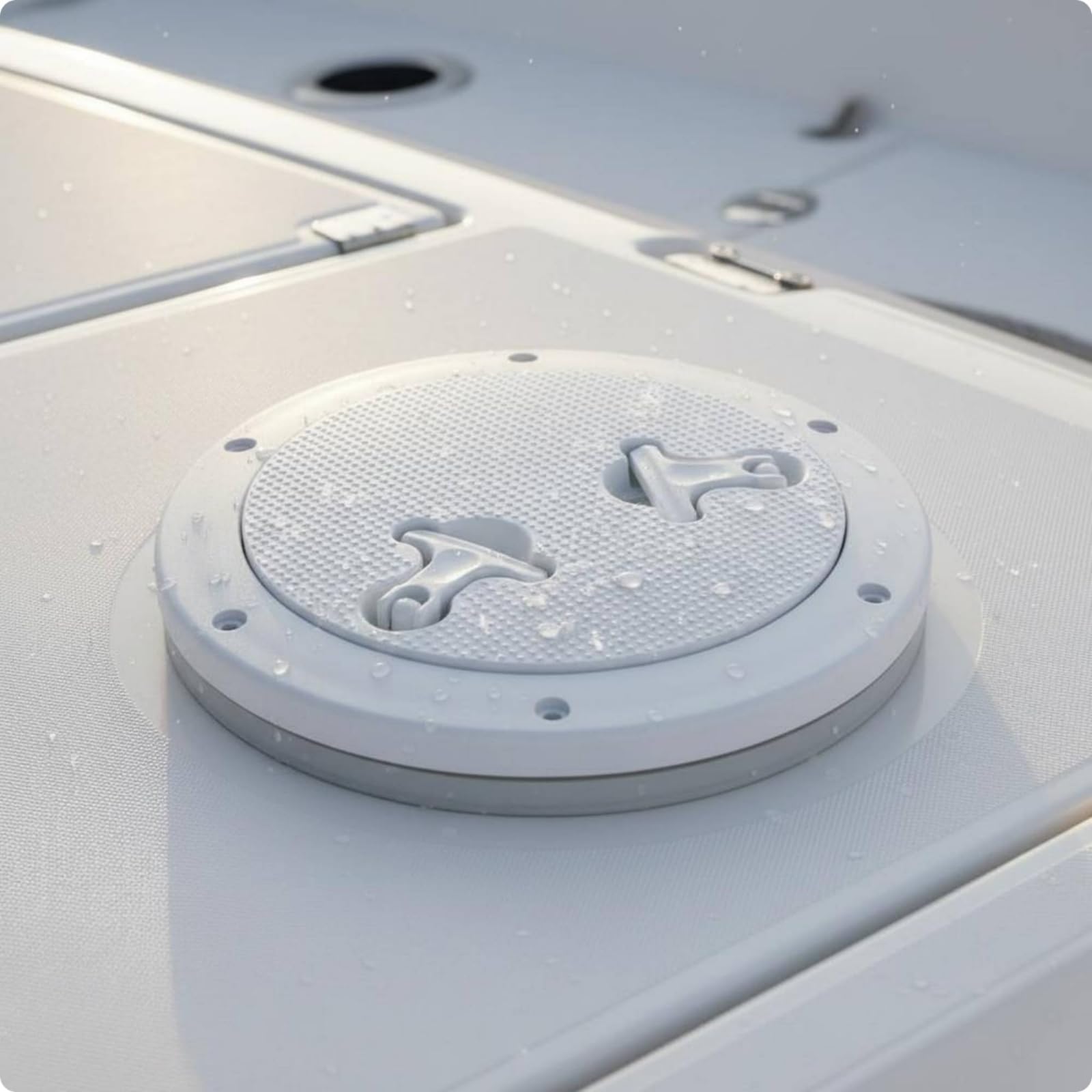 perfk Chiusino Tondo Passacavo per Deck Barca con Superficie Ruvida Antiscivolo E Chiusura con Maniglia Adatto per Controllo Manutenzione Yacht Uso Marino, Nero