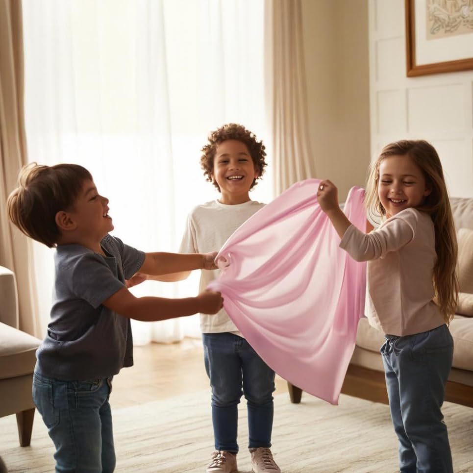 GONEJALL 9 Pcs Juggling Scarves for Kids, Play Scarves for Toddlers, Colorful Play Silks for Dress-Up, Role Play and Sensory Learning, 35 × 35 Inch, Soft & Lightweight, Gifts for Kids and Adults