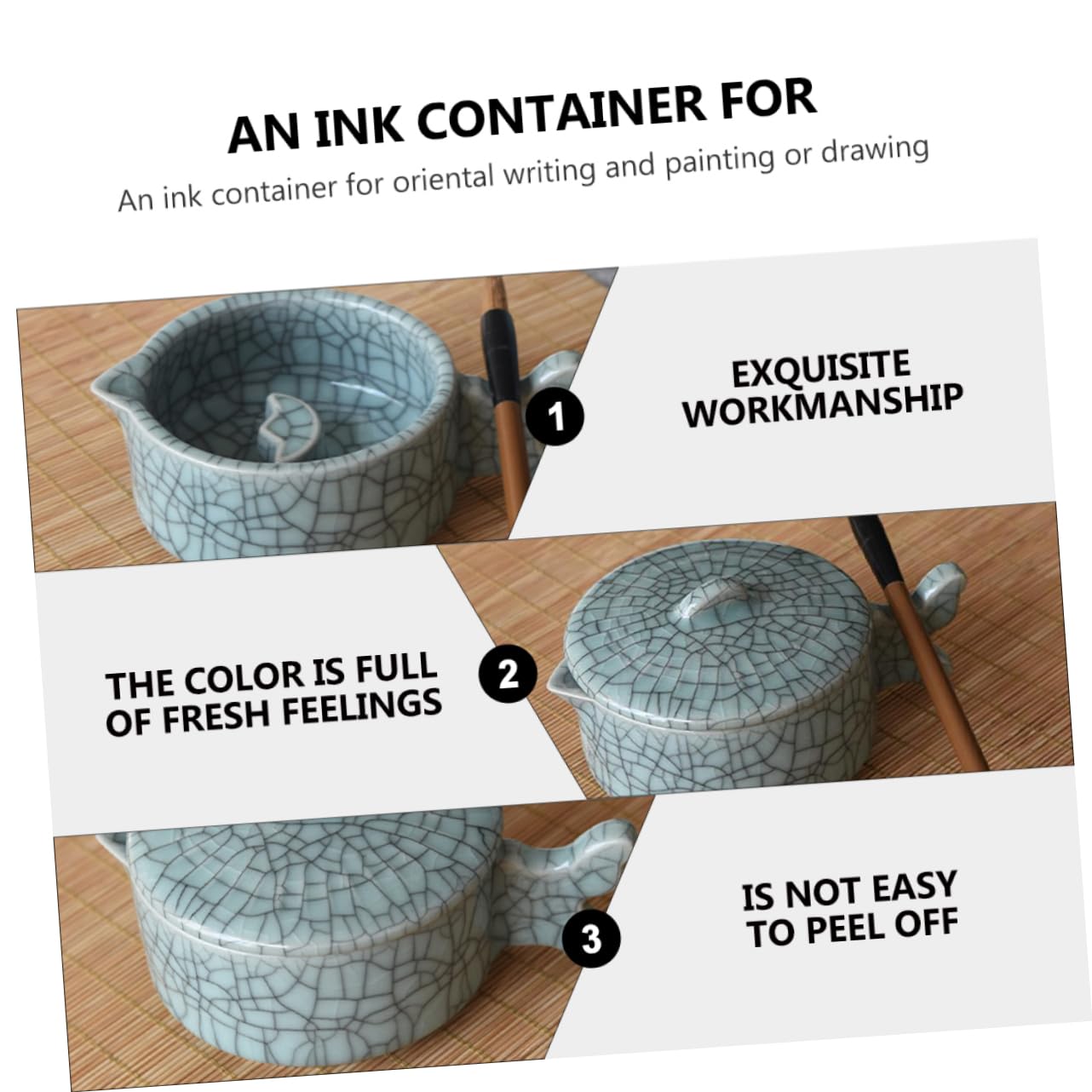 OSALADI Chinese Painting Grinding Inkslab Porcelain Inkwell Traditional Inkstone Calligraphy Students Inkstone