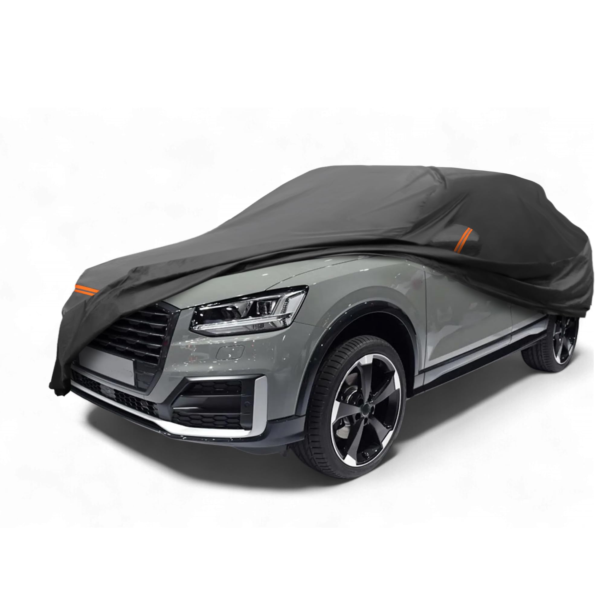 A ABSOPRO Housse De Voiture pour Audi Q2 09-24 1pc Étanche Coupe-Vent | Noir, PEVA, Coton Spunlace, Extérieur, Étanche, Coupe-Vent, Protection Solaire, Pluie, Neige
