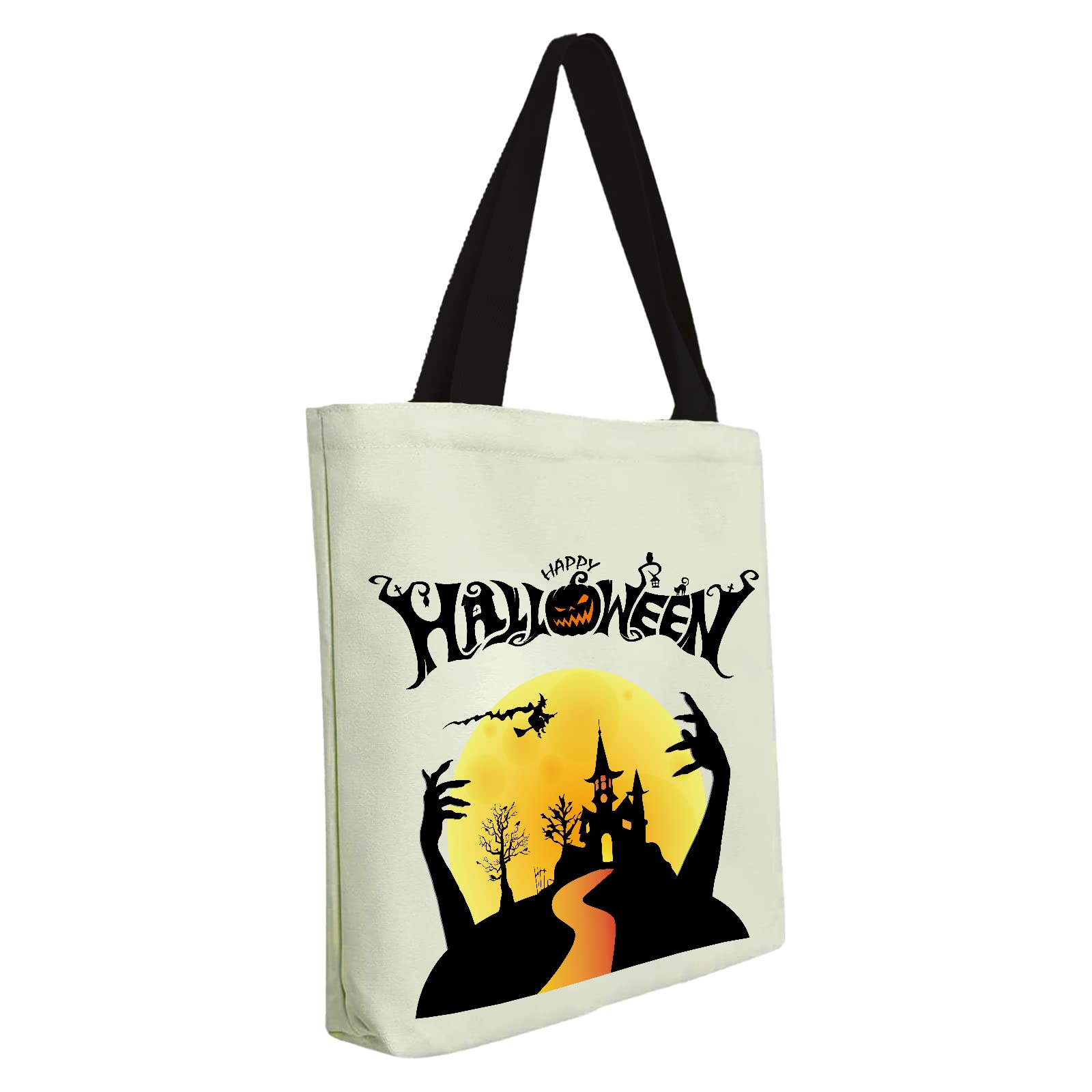 Xjahwr Canvas Tote Bag Reusable Grocery Shopping Bags with Long Handle Foldable, Durable and Eco Friendly