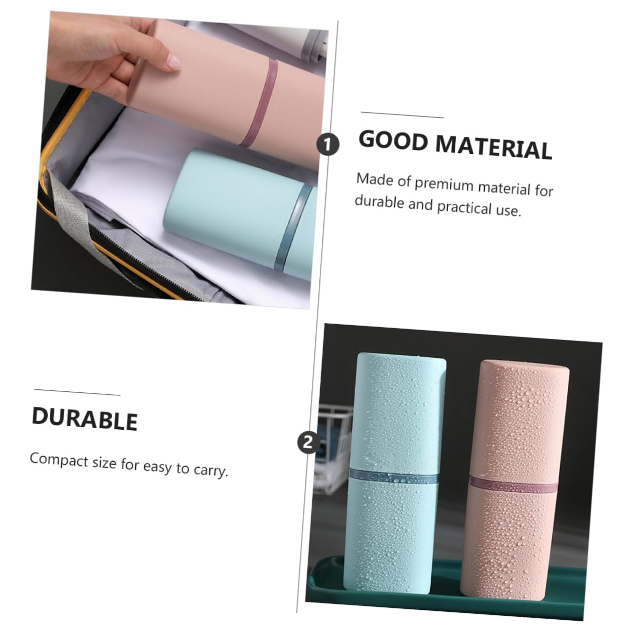 Baluue 4pezzi Porta Spazzolino e Tazza Lavaggio Portatile Astuccio Due One Per Viaggi e Casa Design Elegante in Bianco e Blu Organizer Per Igiene