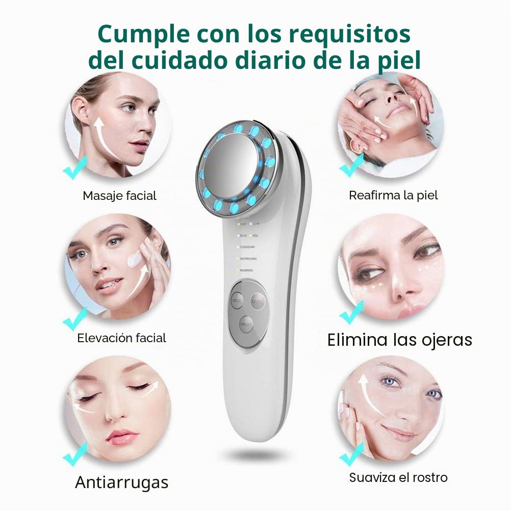 Aparato Facial Ultrasonido, 7 En 1 RF LED Facial Instrumento Multifuncional Dispositivo Anti-Edad Rejuvenecimiento De La Piel Anti-Arrugas Anti-Acné Apriete De La Piel Limpieza Facial