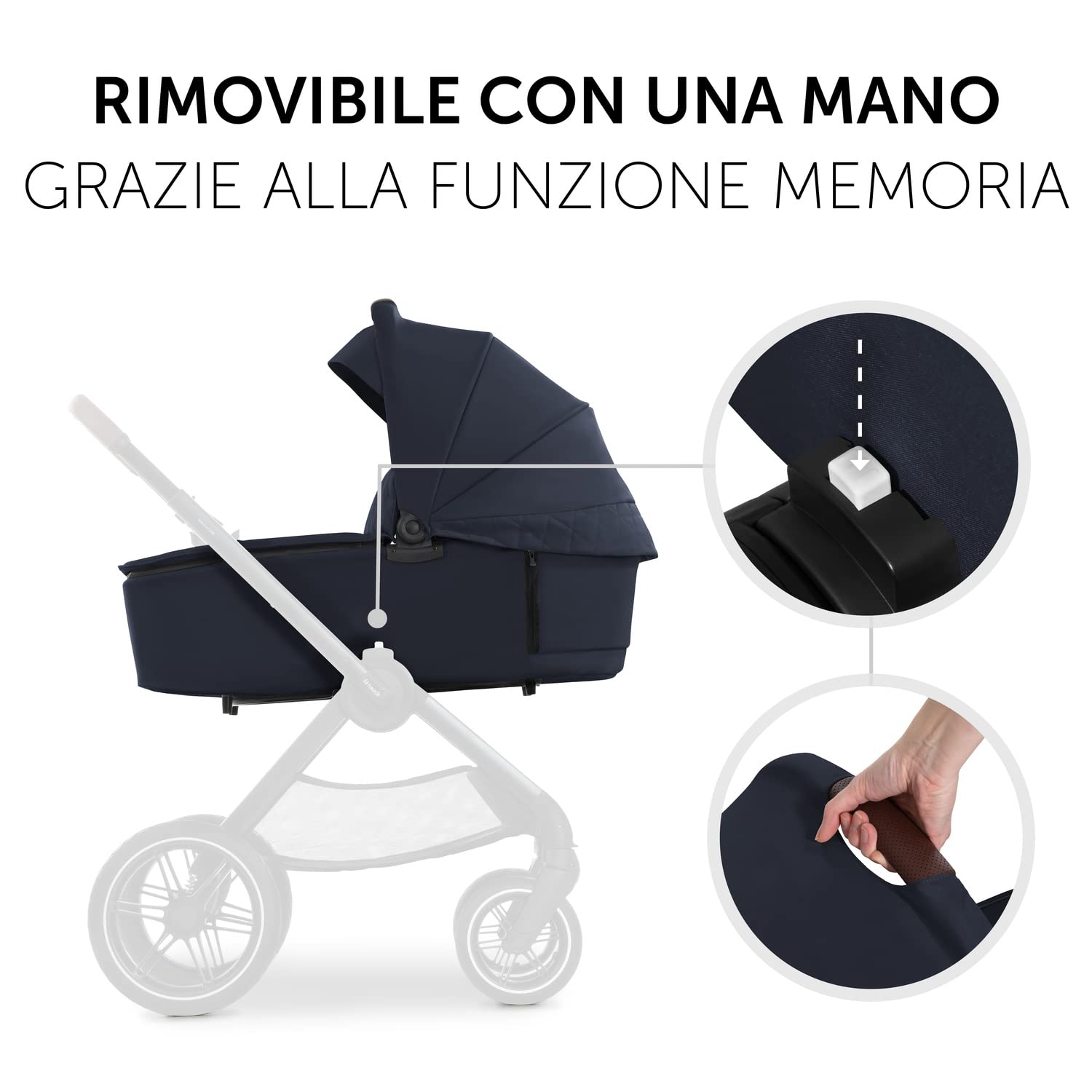 Hauck Culla Neonato Premium Walk N Care - Carrozzina Pieghevole per Neonati fino 9kg, Navicella con Pulsanti Memoria, Apertura Laterale XXL, Protezione UV 50+, Blu