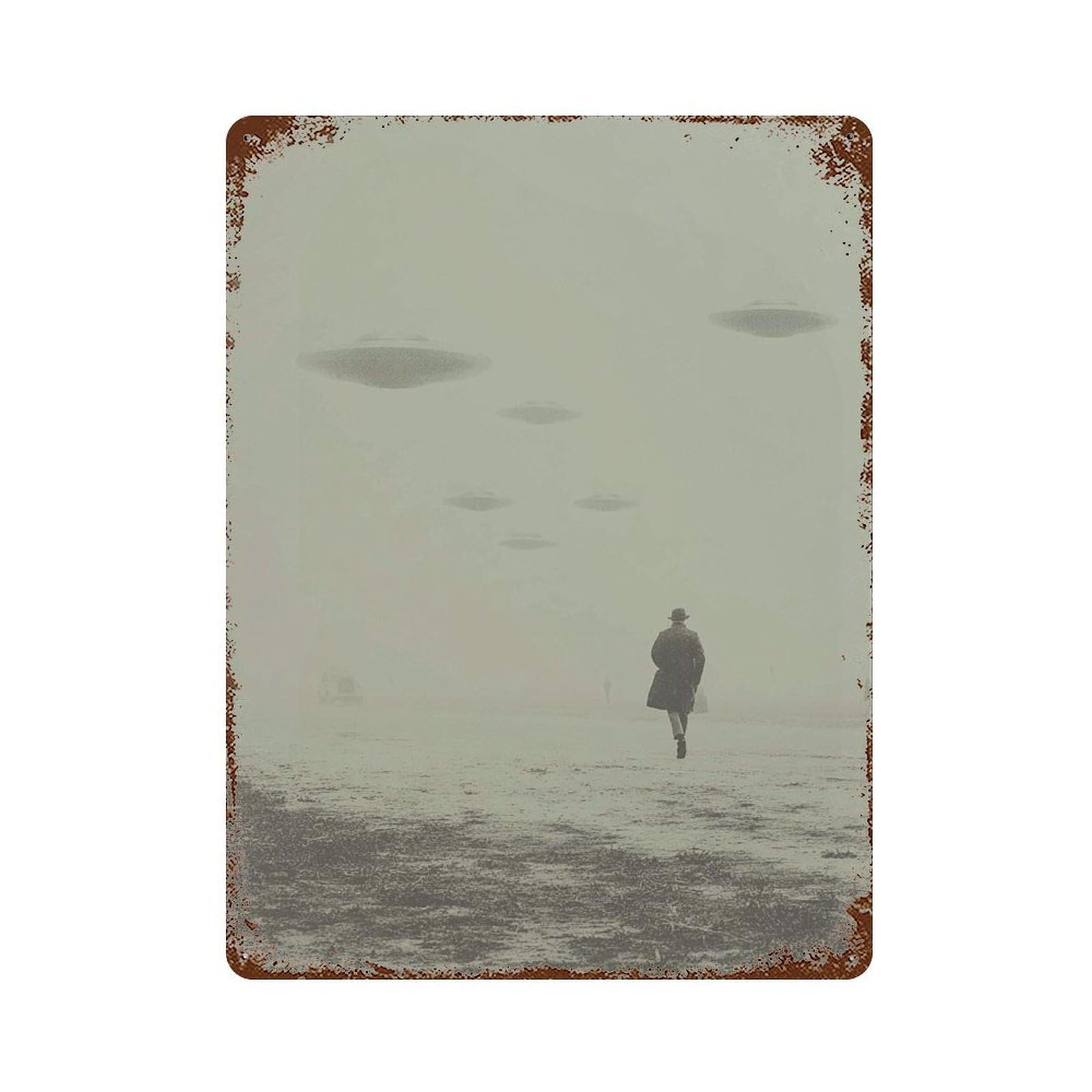 xiaoxiaoshen UFO Encounter Sci Wall Decor Art Metal Tin Poster Modern Home Decor Art Home Bar Shop Decorations Vintage Sign 40x30cm
