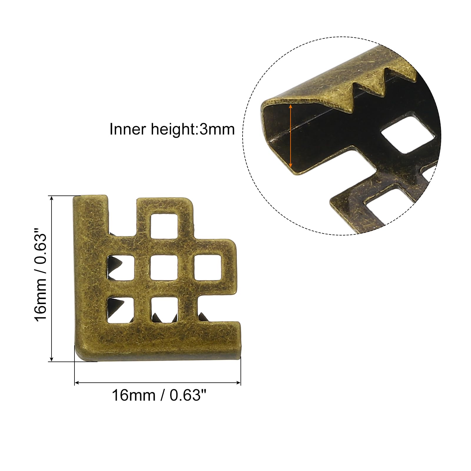 PATIKIL 16mm Metal Book Corners,50pcs Photo Corners Book Corners Protector Retro Metal Decorative for Crafting Scrapbook Photo Album Book Binding,Bronze - Image 2
