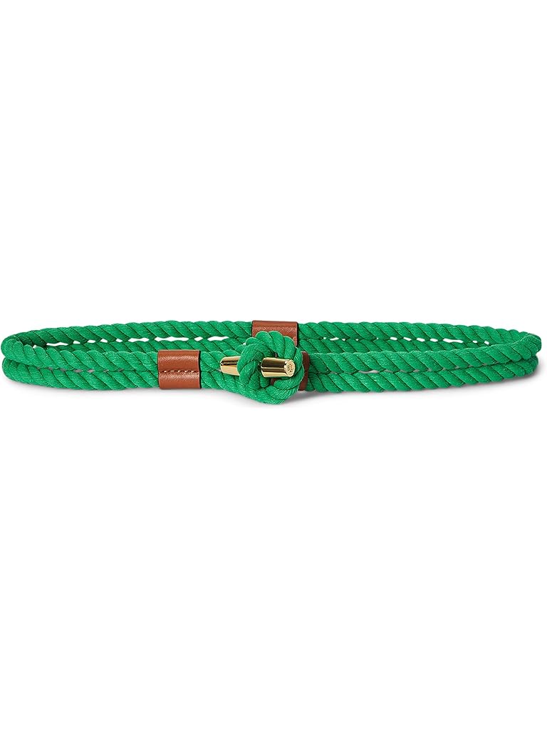 Green Lauren Ralph Lauren Leather-Trim Rope Toggle Skinny Belt