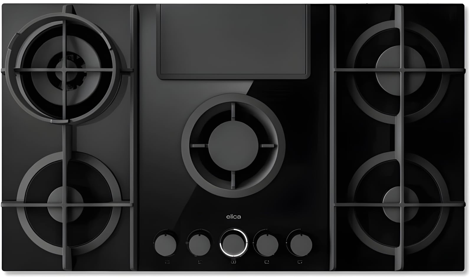Elica PRF0196341, Placa de gas con campana extractora integrada NIKOLATESLA FLAME EVO BL/A/88, Black