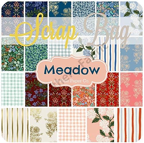 Cotton and Steel Meadow Scrap Bag (Approx 2 Yards) by Rifle Paper Co 2 Yards of Fabric (at Least 8 Pieces) 2 to 17 inch Strips DIY Quilt Fabric